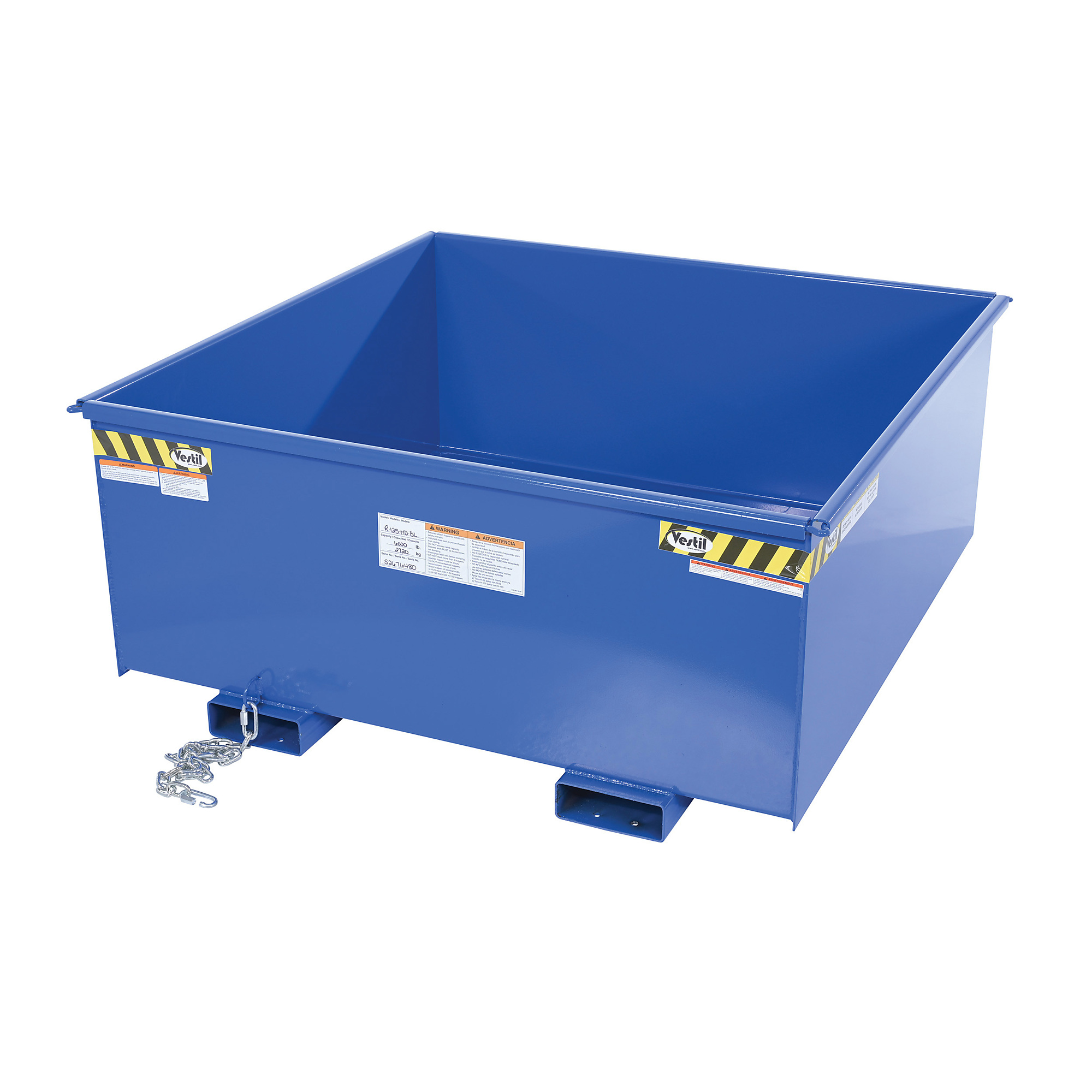 Vestil Steel Rotating Heavy Duty Box Hopper — 1-1/4 Cubic Yard, 6,000-Lb. Capacity, Powder Coat Finish, Blue, Model# R-125-HD-BL